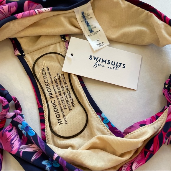 Swimsuits For All 💦Blue Hawaiian Tropical Printed Tie-Side Bikini Bottom Sz10 - Picture 6 of 6